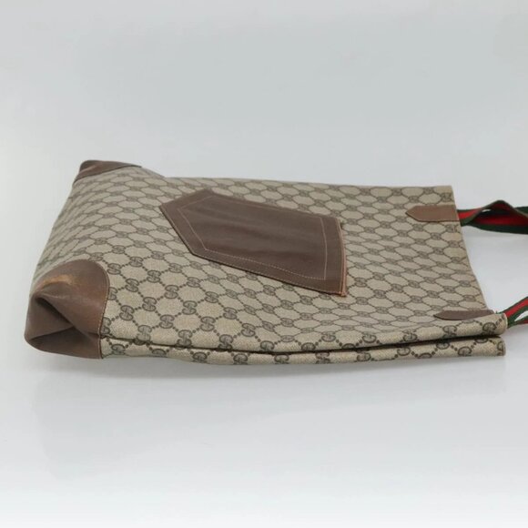 GUCCI GG Supreme Web Sherry Line Tote Bag PVC Beige Auth ep9399 - Picture 6 of 16